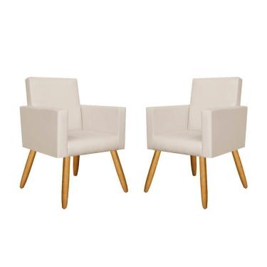 Imagem de Kit 02 Poltronas Tecido Corino Para Salão - courino Bege