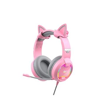 Imagem de Headset Gamer Havit H2233d P2 Rgb (usb) 50mm Pink Cat Rosa