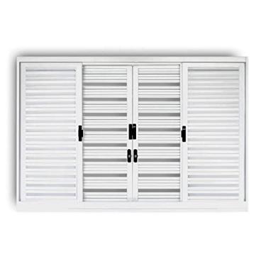 Imagem de Veneziana em Aço 6 Folhas (2 Fixas) sem Vidro com Grade Mgm Ecoflex 1,00m x 1,50m - Branco