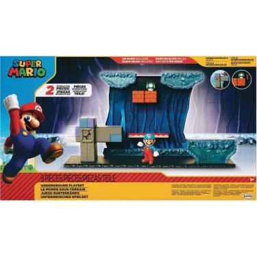Imagem de Playset super mario underground com ice mario action figure inclui 2 peças de ambiente interativas , verde