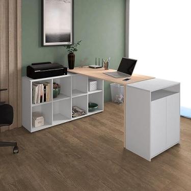 Imagem de Conjunto Home Office 2 Peças Escrivaninha em L com Balcão Baixo 2 Portas