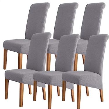 Imagem de Conjunto de capas para cadeiras de jantar 2/4/6/8 capas elásticas elastano capas de assento laváveis ​​capa protetora para cozinha de casamento sala de jantar escritório casa hotel banquete cerimônia