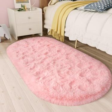 Imagem de LOCHAS Tapete luxuoso de veludo macio para crianças, tapete para quarto, quarto, cabeceira, decoração de casa, 6 x 13 cm, rosa