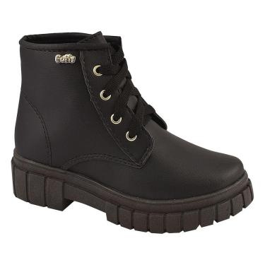 Imagem de Botinha Infantil Infanto Juvenil Menina Coturno Feminino  28 Ao 34 Preto