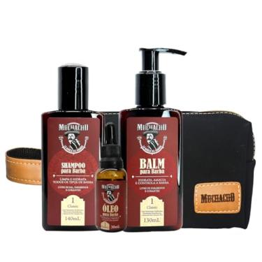 Imagem de Kit Shampoo para Barba + Balm para Barba + Óleo para Barba Frasco - Muchacho Classic + Necessaire Muchacho Cancun - Kit Completo para o cuidado da sua barba - Mesmo Produto, nova embalagem