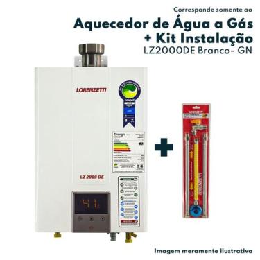 Imagem de Kit Aquecedor De Água A Gás Lz 2000De Glp + Kit Instalação De Aquecedo