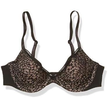 Imagem de Calvin Klein Sutiã feminino confortável de leopardo sem forro, Preto, 32B