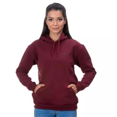 Imagem de Blusa De Moletom Canguru Capuz Bolso Feminino Vinho - Ranster