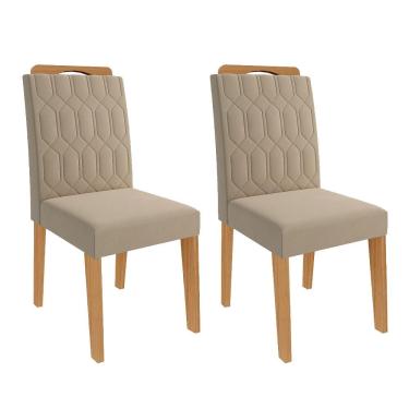 Imagem de Conjunto com 2 Cadeiras Estofadas de mdf Para Sala de Jantar Paola Wood Cimol Madeira/Nude iii