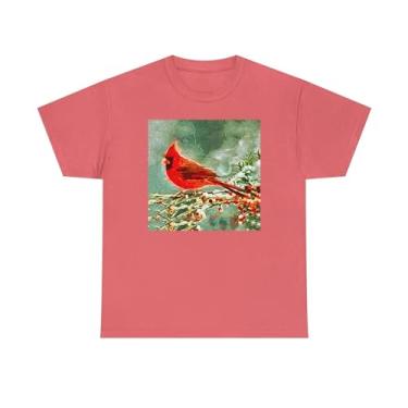 Imagem de Camiseta de algodão pesado unissex Winter Cardinal, Seda coral, P