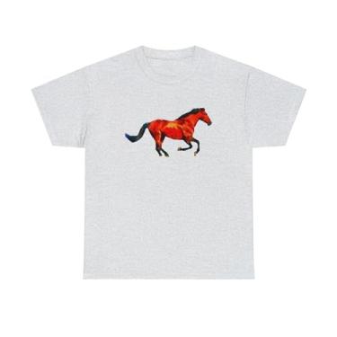 Imagem de Camiseta de algodão pesado unissex Horse 'Old Red', Cinza, XXG