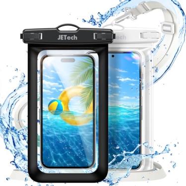 Imagem de JETech Pacote com 2 Bolsa de Telefone À Prova D'água, Capa lmpermeável para iPhone 17 16e 16 15 14 Air Pro Max, Galaxy S25 S24 Ultra, Pixel 10 Série e Outros de até 7,2 Polegadas (Preto+Claro)