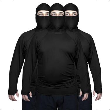 Imagem de 03 Camisa Segunda Pele Plus Size Manga Longa Masculina UV50-Masculino