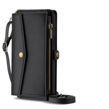 Imagem de Capa carteira de couro flip para Samsung A01 A02S A3 A03S A04E A04S A05 A05S A5 Capa Crossbody Bolsas de ombro, preta, para Samsung A03 Core