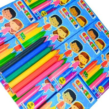 Imagem de 100 Giz de Cera Coloridos, 06 Cores, Mini Giz Infantil, Desenho Pintura, Material Escolar, Lembrancinha Crianças, Volta as Aulas
