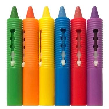 Imagem de 6 Gizes de Cera Risque e Apague Infantil Estimula Criatividade no Banho Buba