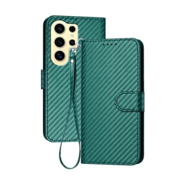 Imagem de Capa carteira de couro flip para samsung galaxy, s24 ultra s23 plus s22 a15 a55 a35 a54 a34, preto verde, para galaxy a14 5g