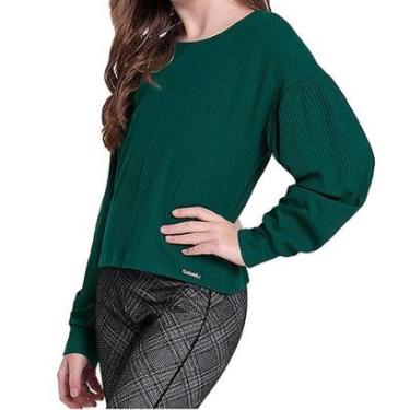 Imagem de Blusa Feminina Lunender Cropped Verde - 66109-Feminino