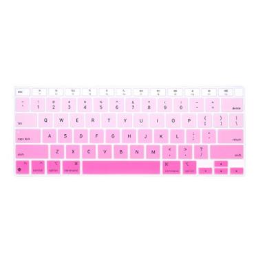 Imagem de HRH Capa ultrafina de silicone para teclado MacBook Air 13,3 polegadas 13 polegadas 2020 com processador M1 (modelo A2337) protetor de acessórios Touch ID - rosa ombré