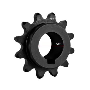 Imagem de LIHAIPAI Roda dentada tipo C de 12 dentes para corrente #35 com furo de 5/8", chave de 3/16", peças de conversor de torque para Go Kart, mini bicicleta, Yerf Dog