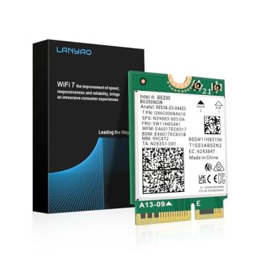 Imagem de LANYAO Placa de rede sem fio WiFi 7, chipset BE200, Bluetooth 5.4, 5800Mbps M.2/NGFF adaptador de rede para laptop compatível com Windows 10/11, não suporta CPU AMD