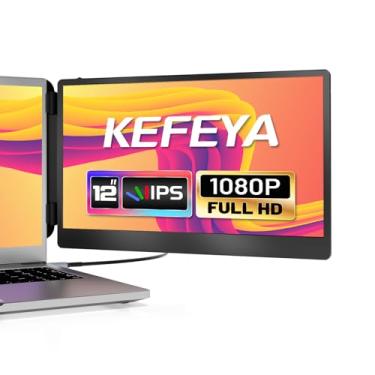 Imagem de Kefeya Mini extensor de tela para laptop S1, monitor portátil IPS FHD de 12 polegadas 1080p para laptop de 13 a 17 polegadas com porta USB-C/HDMI/porta USB-A, alto-falante e suporte embutidos, Plug &