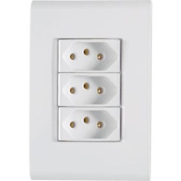 Imagem de Conjunto 4x2 Com 3 Tomadas 2p+t 20 A 250 V Tramontina Liz Branco
