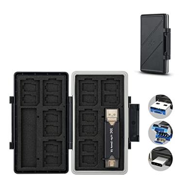 Imagem de Estojo para cartão micro SD com 24 compartimentos para armazenamento de cartão SD com leitor de cartão de memória (portas tipo C USB 3.0 Micro USB 2.0), capa para cartão de memória para 16 cartões micro SD, 8 cartões SD/SDHC/SDXC