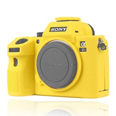 Imagem de Easy Hood Capa para câmera Sony Alpha a7III a7 III a7R III a7RIII ILCE-7RM3 a73 a7R3 a7R Mark III capa protetora de borracha de silicone macio capa protetora para câmera (amarela)