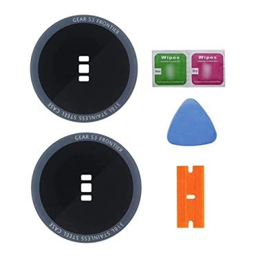 Imagem de Ubrokeifixit Gear S3 Frontier Back Glass Lens Case Substituição para Samsung Gear S3 Frontier SM-R760, fita pré-cortada (2 peças/lente R760)