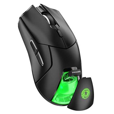 Imagem de FMOUSE Mouse para jogos sem fio, sensor PAW3311, 12.000 DPI, 1.000Hz, modo triplo (2,4G/Bluetooth/com fio), ergonômico, recarregável por USB C, 6 botões programáveis, mouse com teclas laterais para