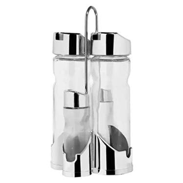 Imagem de Conjunto Galheteiro de Mesa 4 Peças de Vidro com Suporte - 123Útil