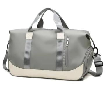 Imagem de Bolsa Mala de Mão Feminina Grande Transversal Viagem Espaçosa 10 Kg Bordo Rigida Zíper Academia Necessaire Passeio Espaçosa (Cinza)