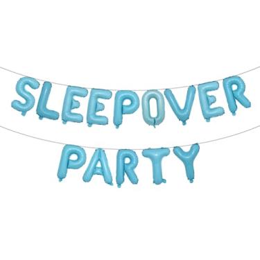 Imagem de Sleepover Party Decoration Multicolor Sleepover Birthday Party Balloons Banner for Girls Pajamas Slumber Party Night Out Party Decoration (SLEEPOVER PARTY Light Blue)