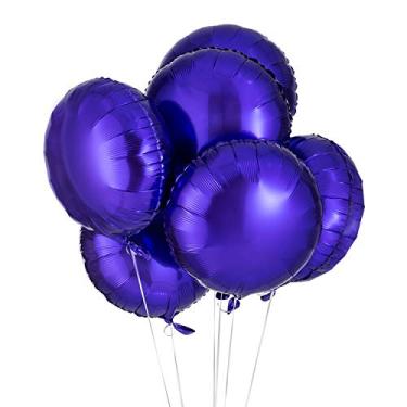 Imagem de Balão redondo roxo 45,72 cm balões de hélio Mylar para decoração de chá de bebê de casamento, pacote com 20