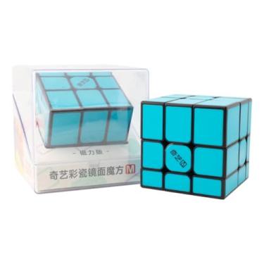 Imagem de Cubo Mágico Qiyi Mirror Blocks Tiled Azul - Magnético