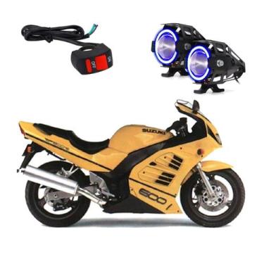 Imagem de Par Farol de Milha Angel Eye U7 Azul para Moto Suzuki RF 600R GLP 1993