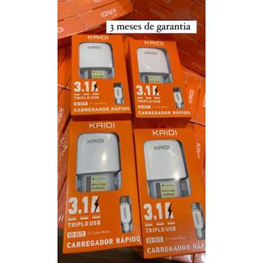 Imagem de Carregador Rápido triplo USB  KAIDI 3.1A