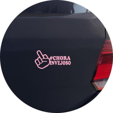 Imagem de Adesivo de Carro Chora Invejoso Dedo - Cor Rosa Claro - Melhor Adesivo