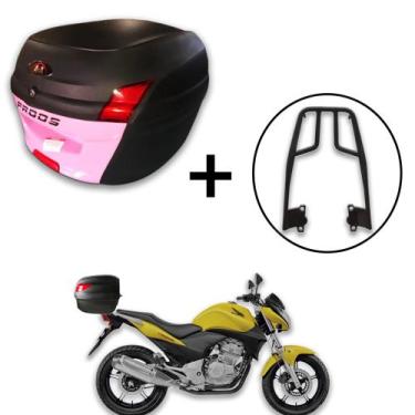 Imagem de Baú Bauleto 34l Awa Proos + Bagageiro Cb 300 Aço Maciço, Rosa