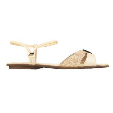 Imagem de Sandália Rasteira Luz da Lua Detalhe Metal Marfim