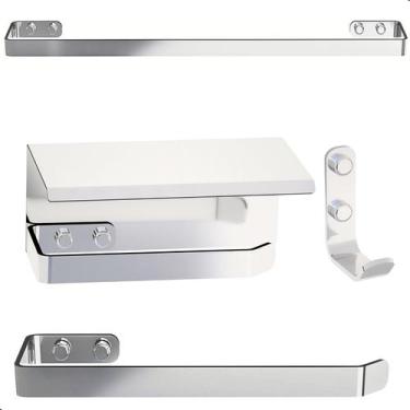 Imagem de Kit De Acessórios Para Banheiro Inox e Cromado 4 Itens Maxx - SteelDec
