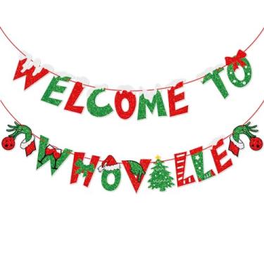 Imagem de FOZEE Faixa de Natal, decorações de Natal vermelhas e verdes, decorações de Feliz Natal pré-amarradas para lareira manto casa