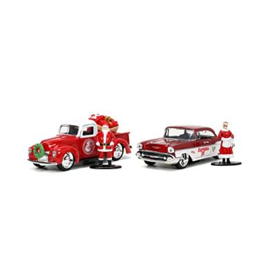 Imagem de 1/32 CONJUNTO 1941 FORD PICK UP 1957 CHEVROLET BEL AIR MR E MS SANTA CLAUS