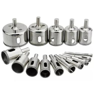 Imagem de Jogo 15 Brocas Diamantadas Serra Copo Vidro Granito Ceramica - Tesla S