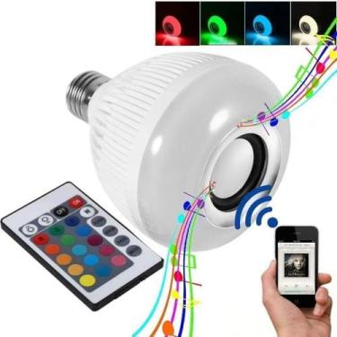 Imagem de Lampada Music Led Som Bluetooth Rgb Com Controle E Celular