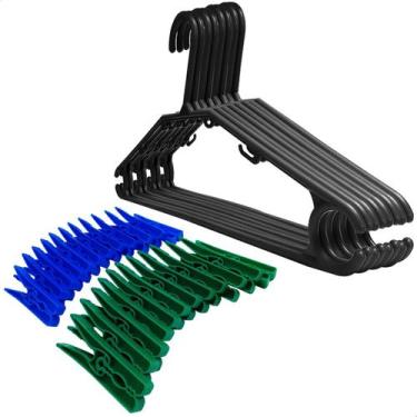 Imagem de Kit Cabides Preto Plástico Reforçados E Antideslizantes Para Adultos C