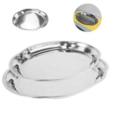 Imagem de Kit 2 Baixelas Travessa Oval Inox Funda 45cm-51cm 2 tamanhos - Losansh