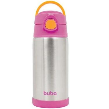 Imagem de Garrafa Termica Infantil com Canudo AÇO INOX 400ML Rosa Buba 11384, 40