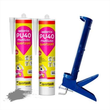Imagem de Selante Pu40 Cinza Vedação De Granito Concreto Kit 2 + Aplicador - qua